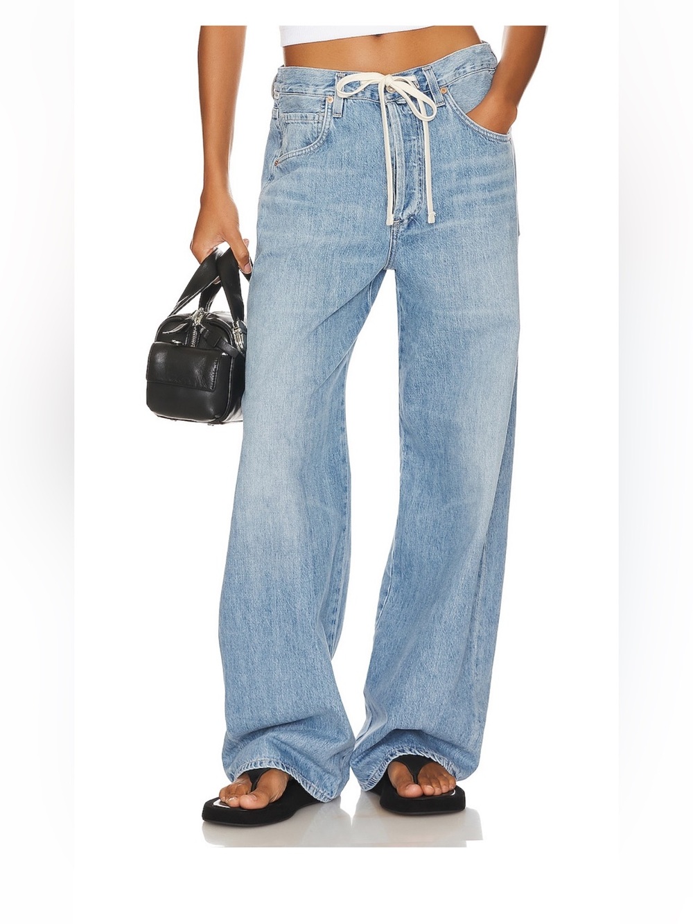 Brynn drawstring trouser jeans in blue lace